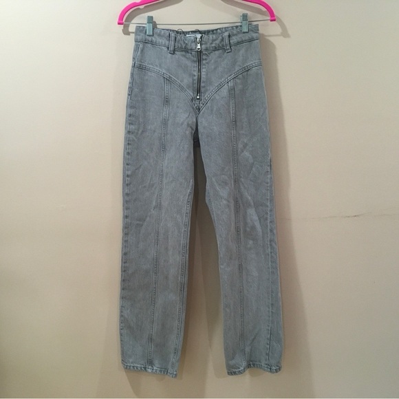 Zara jeans Anthracite Grey TRF Seamed Straight Zip Up Western Rodeo women 2/24 - Picture 3 of 8